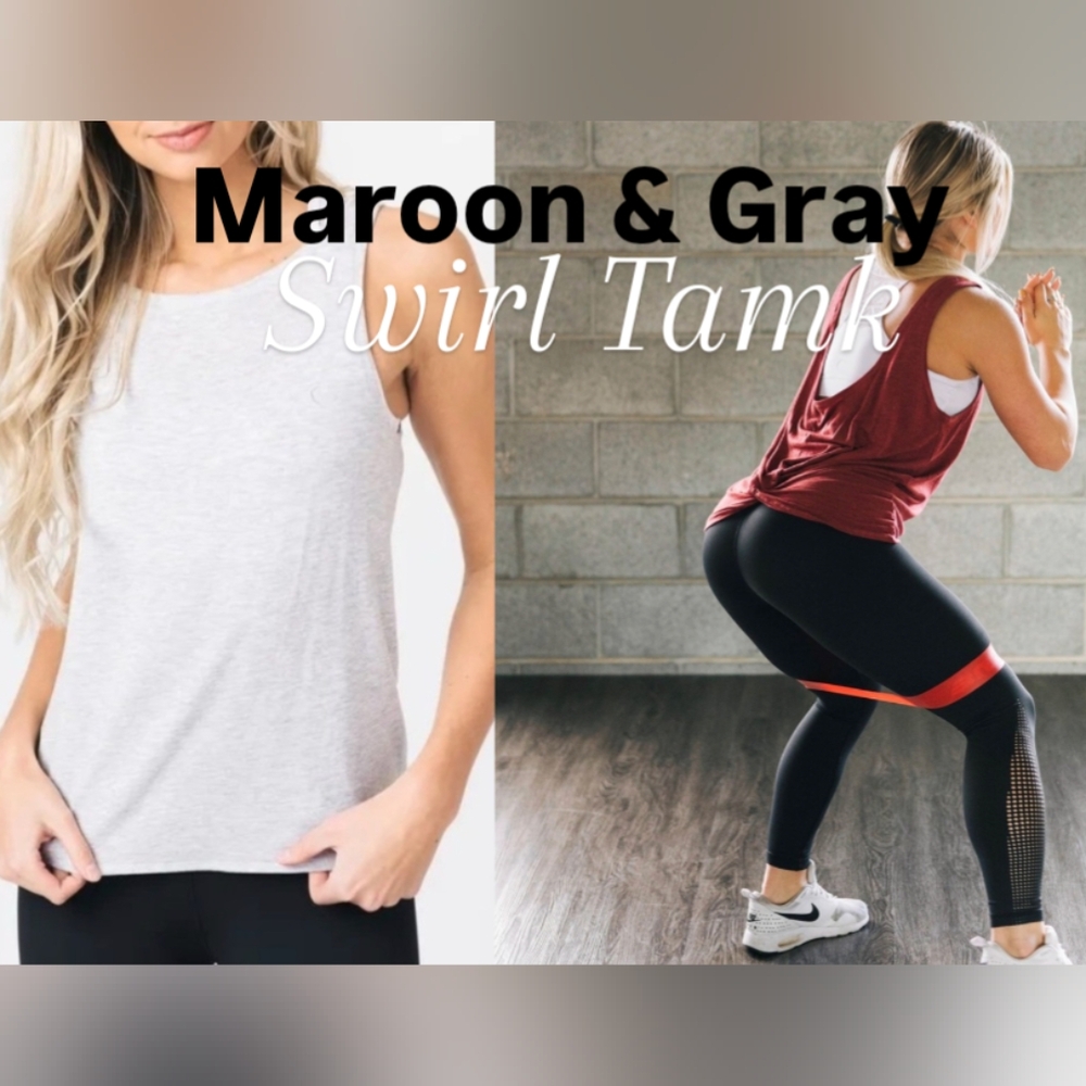 ZYIA (2) Swirl Tanks - Maroon & Gray